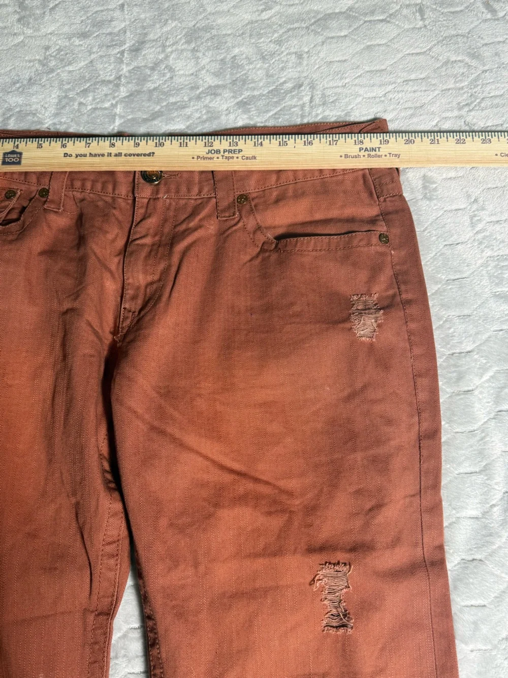 True Religion USA Distressed Rust Jeans 38x32 Y2K Wide Leg